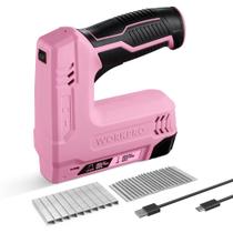 Pistola de pregos e grampos 2 em 1 sem fio WORKPRO 3.6V Power Pink