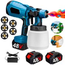Pistola Elétrica Pintura 48V 1800W 5 Bicos Pulverizadora Portátil Profissional 2 Baterias 8000 mAh