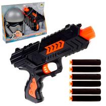 Pistola Infantil De Dardos Espuma Com Máscara Vingador Cinza Brinquedo De Fantasia