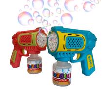 Pistola Lança Bolhas De Sabão Automatico 10 Furos Com Luz Brinquedo Infantil - BUBBLE GUN