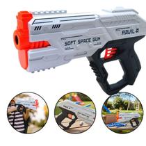 Pistola Lança Dardos Automática Tipo Nerf Wellkids com 5 Dardos Ventosa