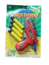 Pistola Lança Dardos c/ 4 Dardos Espuma Sortido Brinquedo