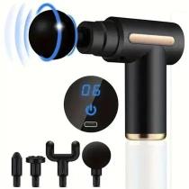 Pistola Massageadora Mini Recarregável Muscular Fisioterapia 6 Velocidades 4 Cabeças Profissional