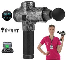Pistola Massageadora Profissional Semelhante Phoenix Elétrica Liberação Miofascial 30 Velocidades e 6 Ponteiras de Massagem Pistola Massageadora Profissional Semelhante Phoenix Elétrica Liberação Miofascial 30 Velocidades e 6 Ponteiras de Massagem