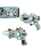 Pistola Missão Espacial Com Projetor De Imagem + Som E Luz A Pilha 2 Pecas Dm Toys
