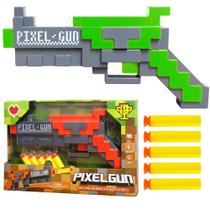 Pistola Nerf Roblo de Brinquedo Pixel Gun 2.0 com 5 Dardos Quadradinha Minecraf