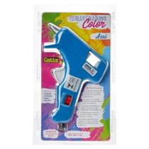 Pistola para Cola Quente Color Azul Pequena 7,5mm Gatte 10w Bivolt Botão Liga/Desliga
