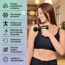 Pistola Para Massagem Muscular 6 Velocidades Mini Massageador Cervical e Lombar Profissional USB