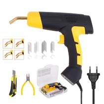 Pistola para Soldar Plásticos 200 Grampos Luz LED 4 Tipos de Grampos Leve e Portátil 110V/220V Maleta e Suporte Reparo Profissional Spark