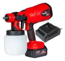 Pistola Pintura Elétrica Sem Fio Toyama 800ml 18v Brushless Vermelho Com Preto 127/220v Pistola Pintura Elétrica Sem Fio Toyama 800ml 18v Brushless Vermelho Com Preto 127/220v