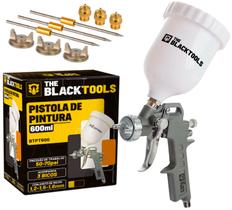 Pistola Pintura Gravidade 600ml Profissional + 3 Bicos The Black Tools Pistola Pintura Gravidade 600ml Profissional + 3 Bicos The Black Tools