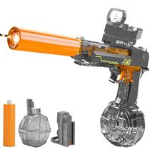 Pistolas de água elétricas Britik para crianças de 4 a 8 anos: pistola de água automática de grande capacidade de longo alcance de 32 pés, ideal para festas na piscina, batalhas na praia e no quintal, brinquedo aquático de verão ao ar livre para crianças de 8 a 12 anos, cinza