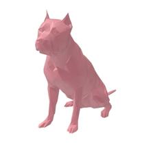 Pitbull Low Poly Geométrico Decoração 3D 14Cm