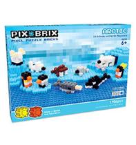 Pix Brix Pixel Art Puzzle Bricks - Animais e Artic Pixel Playscene, 1.906 Peças - Tijolos de Construção Interligados, Criar Cena do Círculo Norte Sem Água ou Cola - Brinquedos de Haste, Idades 6 Plus