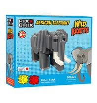 Pix Brix - Wild Kratts Pixel Art Kit - Elefante Africano, 906 Peças - Slide patenteado + Stack Pixel Puzzle Building Bricks, Build & Collect Wild Kratts Animals - Stem Toys, Ages 6 Plus