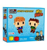 Pix Brix - Wild Kratts Pixel Art Kit - Kratt Brothers Figuras, 329 Peças - Slide patenteado + Stack Pixel Puzzle Building Bricks, Criar Martin & Chris Figuras - Stem Toys, Ages 6 Plus