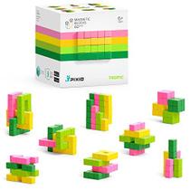 PIXIO Tropic Abstract Series 60 Magnetic Blocks Construction Set with Free App, Stress Relief Building Blocks, Ímãs para Crianças, Pixel Art Desk Toy, Geek Gifts Idea, Abstração 3D