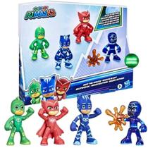 PJ Masks 4 Mini Bonecos Articulados e Acessório - Brilha no Escuro - Hasbro F2836