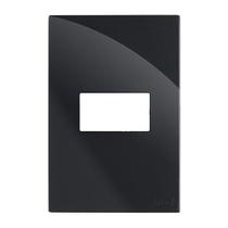Placa 1 Mod. Horizontal Com Suporte 4X2 Recta Black Gloss Placa 1 Mod. Horizontal Com Suporte 4X2 Recta Black Gloss