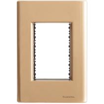 Placa 3 Postos 4x2 Tramontina Giz Ouro Metalizado Suporte