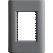 Placa 3 Postos 4x2 Tramontina Giz Titânio Soft Touch com Suporte