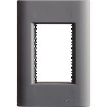 Placa 3 Postos 4x2 Tramontina Giz Titânio Soft Touch Suporte