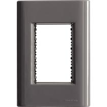 Placa 3 Postos 4x2 Tramontina Giz Titânio Suporte Placa 3 Postos 4x2 Tramontina Giz Titânio Suporte