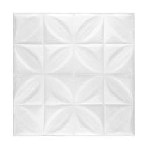 Placa 3D Branco Floral 70x70cm Autoadesiva Lavável com Design Côncavo em Espuma