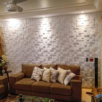 Placa 3D PVC Auto Adesiva Decorativa Pixel Revestimento Auto Relevo 50x50