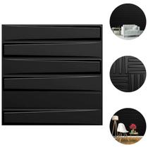 Placa 3D Revestimento de Parede 50x50cm PVC Decoração Preto