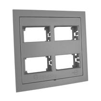 Placa 4 Módulos Sep. Suporte 4x4 Dicompel Ekron Cinza Placa 4 Módulos Sep. Suporte 4x4 Dicompel Ekron Cinza