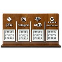 Placa 4 Qr Code Pix Instagram Wifi Google De Madeira - Picotar