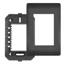 PLACA 4 X 2 PRETA 03 MODULOS COM SUPORTE SHP - 4075 Habitat Black FAME