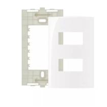 Placa 42 2 postos horizontais separados + suporte Sleek Branco Placa 42 2 postos horizontais separados + suporte Sleek Branco