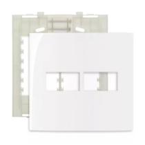 Placa 44 2 postos horizontais + suporte Sleek Branco Placa 44 2 postos horizontais + suporte Sleek Branco