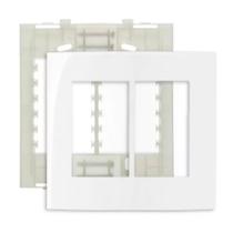Placa 44 6 postos horizontais + suporte Sleek Branco Placa 44 6 postos horizontais + suporte Sleek Branco