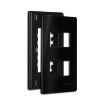 Placa 4x2 2P Preta + 2 Módulos Tomada Ebony 20a Infiniti