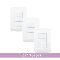 Placa 4x2 3 interruptores Kit c/ 3 peças