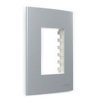 Placa 4x2 3 Postos com Suporte Cinza Sleek Colors Margirius