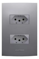 Placa 4X2 Com 2 Tomadas 20a Alumbra Grafite Cinza Placa 4X2 Com 2 Tomadas 20a Alumbra Grafite Cinza