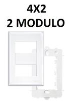 Placa 4x2 com suporte 02 modulos distantes 2886 evidence fame