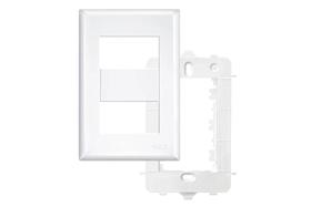 Placa 4x2 com Suporte 2 Módulos Distanciados Horizontais Evidence Branco