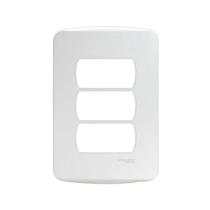 Placa 4x2 com Suporte 3 Módulos Branca Miluz Schneider Placa 4x2 com Suporte 3 Módulos Branca Miluz Schneider