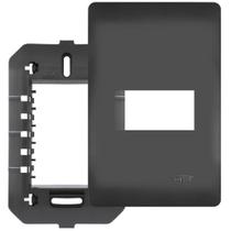 Placa 4x2 com Suporte e 1 Módulo Horizontal Habitat Black - 4071 - FAME