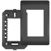 Placa 4x2 com Suporte e 3 Módulos Habitat Black - 4075 - FAME