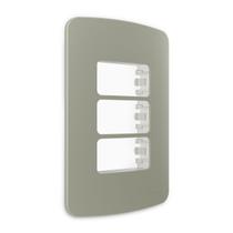 Placa 4x2 MarGirius 3 postos c/ Suporte B3 Pérola Placa 4x2 MarGirius 3 postos c/ Suporte B3 Pérola