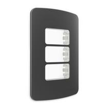 Placa 4x2 Margirius 3 Postos com Suporte B3 Grafite