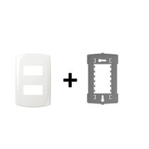 Placa 4x2 p/ 2 Módulos Separados Espelho Branco Alumbra Bliss com Suporte