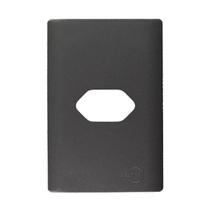 Placa 4X2 Para 1 Tomada Com Suporte Grafite Dicompel Placa 4X2 Para 1 Tomada Com Suporte Grafite Dicompel