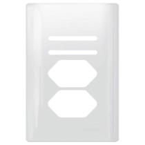 Placa 4x2 para 2 Interruptores + 2 Tomadas com Suporte Branco - NOVARA